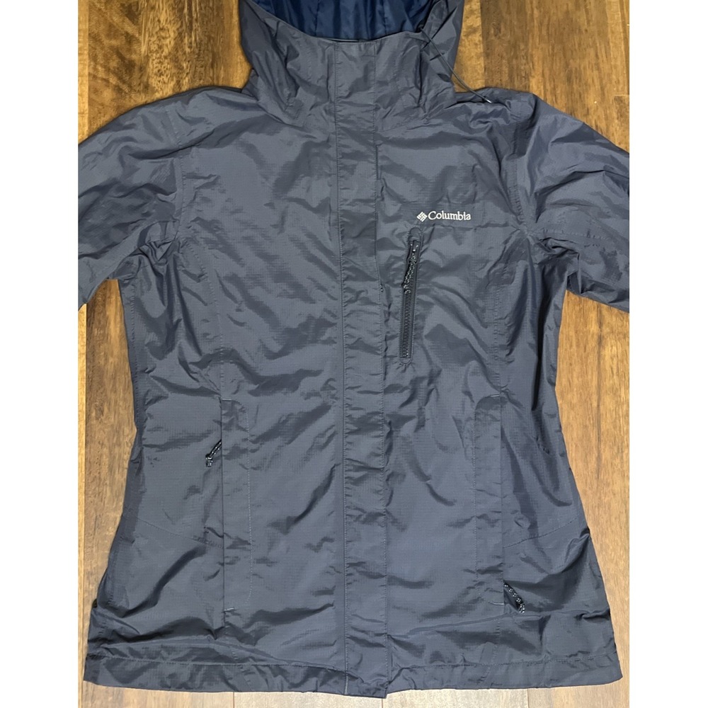 COLUMBIA Watertight Omni-Tech Waterproof Blue Hoodie Rain Jacket Womens M - Picture 5 of 11